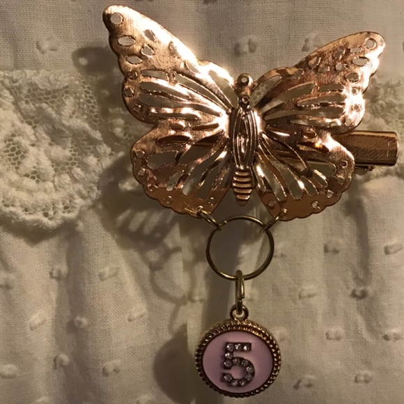Gold butterfly hair clip with Austrian crystal 5 - Picture 5 of 5